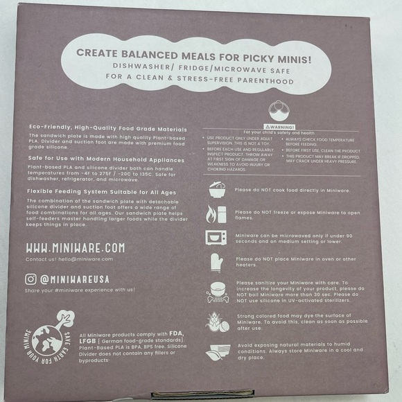 NWT Miniware Eco-Friendly Vanilla Cotton Candy Pink Feeding Set - Picture 2 of 5